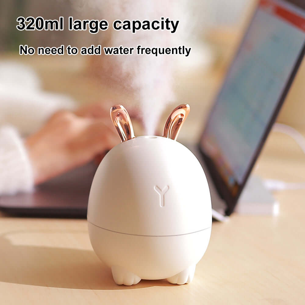 USB Humidifier Cartoon Deer Rabbit HumidifierOverview:
 
 Nano-atomization purifies the air and moisturizes the skin.
 
 New improvements and larger sprays.
 
 Stop dry burning and low noise, quiet business.
 
0My StoreMy StoreUSB Humidifier Cartoon Deer Rabbit Humidifier