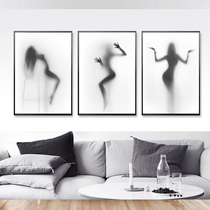 Black And White Abstract Wall Art Canvas Painting Picture