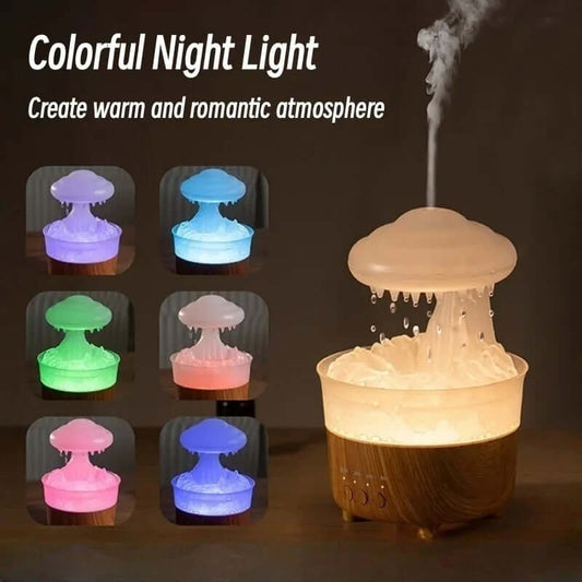 Rain Cloud Night Light Humidifier With Raining Water Drop Sound And 7 Overview:
 
 Soothe Your Mind and Body with the Sound of Rain:
 Our rain cloud humidifier cloud emits a gentle water drop sound that mimics the soothing sound of rai0My StoreMy Store7 Color Led Light Essential Oil Diffuser Aromatherapy