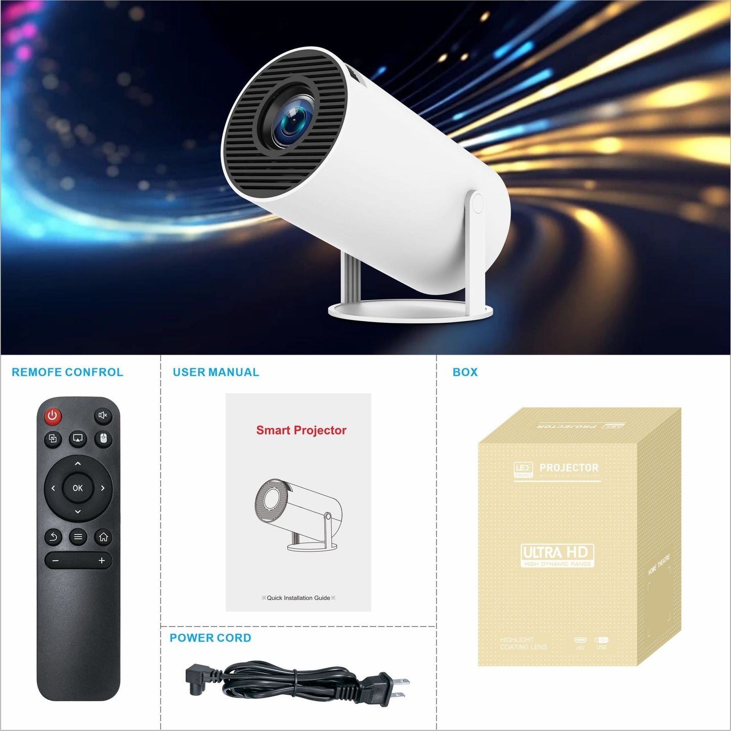 HY300 Pro Portable Projector for Home Theatre  and Entertainment
